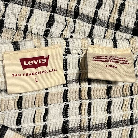 Levi’s Vera Puff Sleeve Blouse Large Farmhouse Coquette Peasant Sally Plaid Boho - Picture 8 of 8